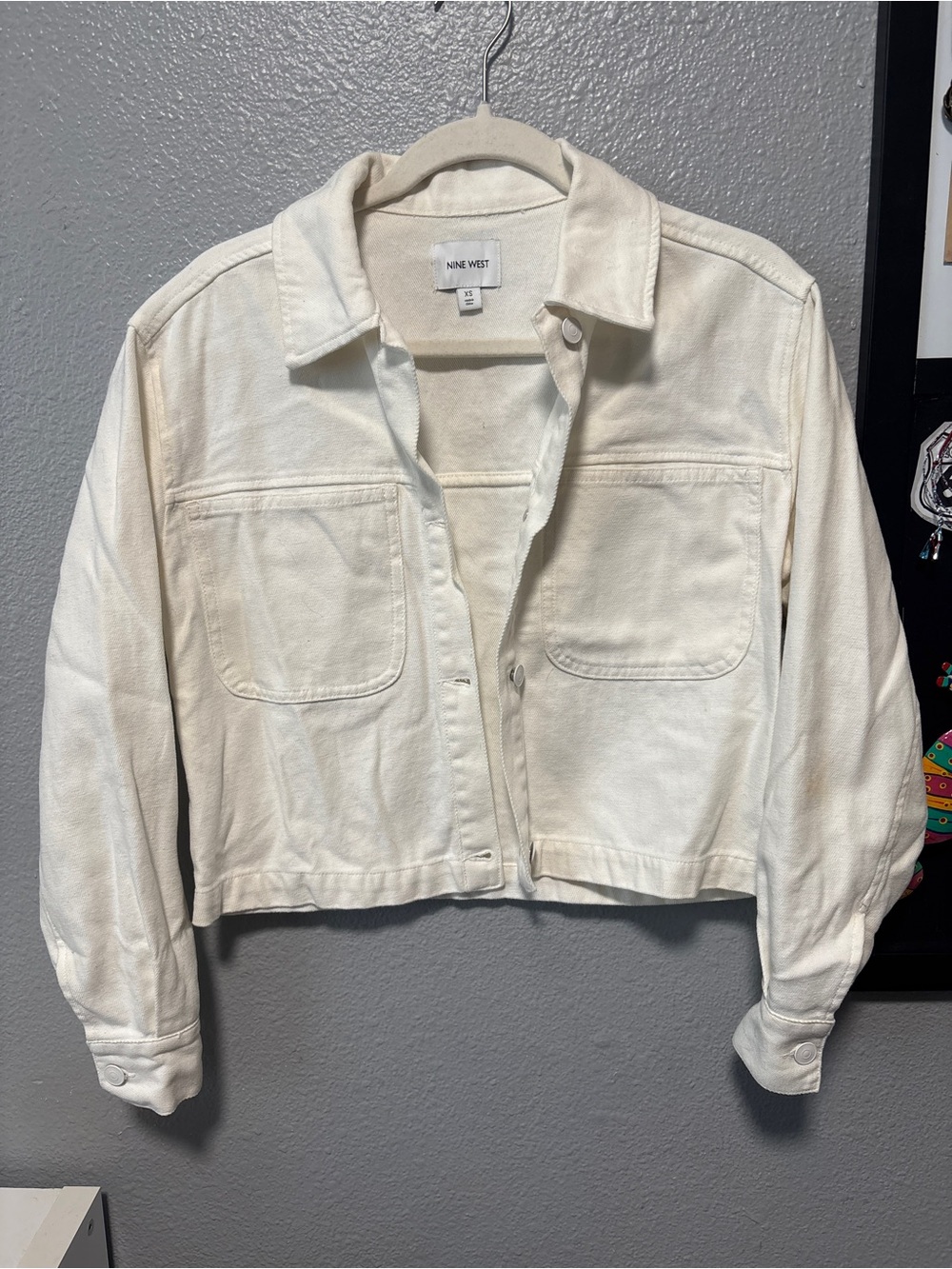 Nine West White Cropped Jean Jacket